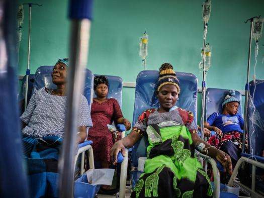 Malawian women during a chemotherapy session at Queen Elizabeth Central Hospital. 
