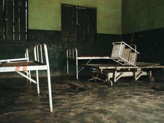 Beds without mattresses inside the Bakouma secondary hospital, Mbomou prefecture in Central African Republic