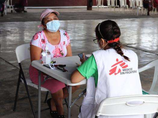 MSF staff meet a patient with chronic kidney disease in Guatemala
