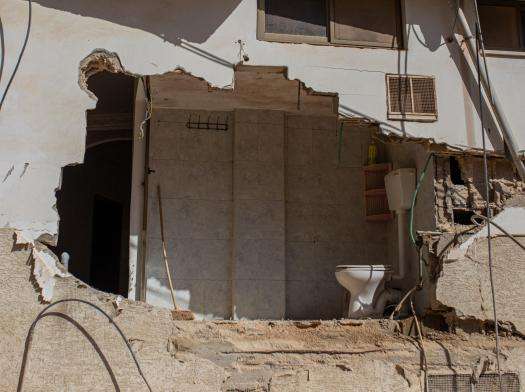 Destruction to a home in Jenin, Palestine.
