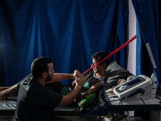 Karam, 17, is one of over 20 children MSF has managed to evacuate from Gaza for treatment at our reconstructive surgery hospital in Amman, Jordan.