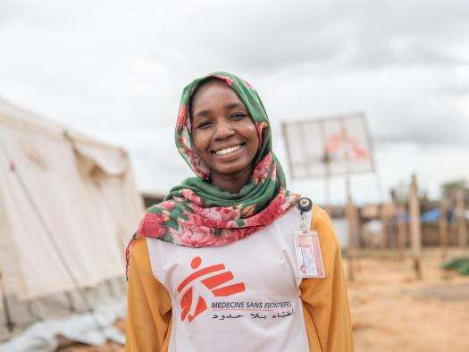 MSF health promoter Aisha B., a refugee from El Geneina who fled to Adré, Chad