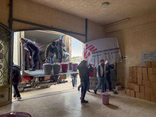 MSF staff distribute essential relief items in Lebanon