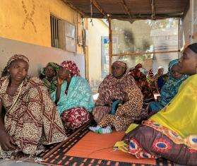 A sexual and reproductive health awareness-raising session led by an MSF health promoter at the Kourgui Integrated Health Center.