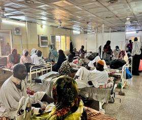 The crowded emergency room at Al Nao Hospital, Omdurman, Khartoum State.