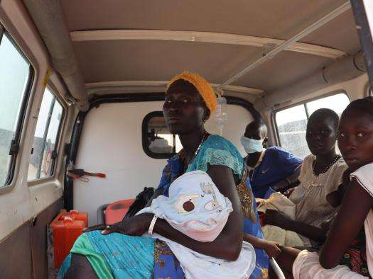 Mothers, whose children are in critical condition from cholera, are being referred for further medical care, in Mattar, Gambella region of Ethiopia.