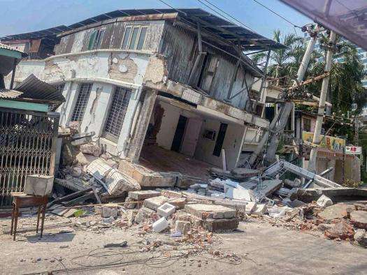 Earthquake damage in Mandalay, Myanmar, on March 31.