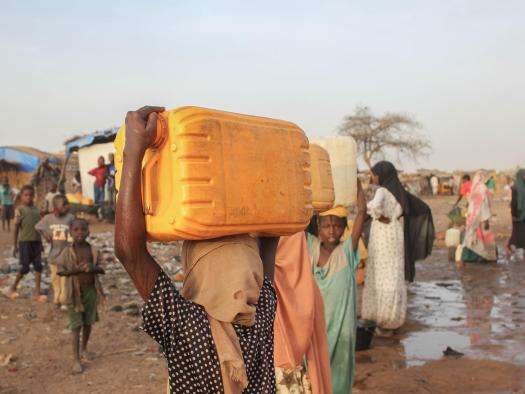 MSF-built water systems in Adré transit camp produced 654 cubic meters of water per day in May, including through a solar-powered pump for water extraction from a borehole.