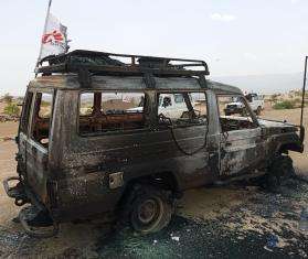 The car MSF staff were traveling in when they were killed in Tigray, Ethiopia, in 2021.