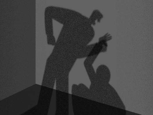 An animated silhouette of a person being grabbed by the arm in Syria.  