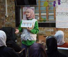An awareness session on maternal health at Al-Ubor Health Center in Mosul, Iraq.