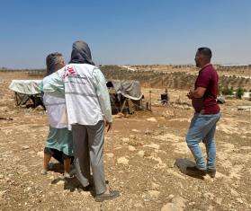 MSF staff manager visit a village in the West Bank that has been demolished by Israeli forces. 
