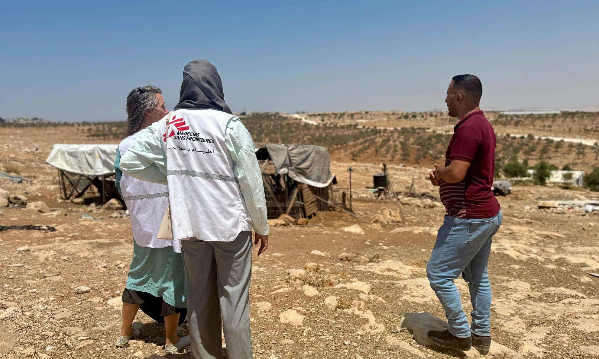 MSF staff manager visit a village in the West Bank that has been demolished by Israeli forces. 