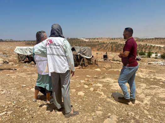 MSF staff manager visit a village in the West Bank that has been demolished by Israeli forces. 