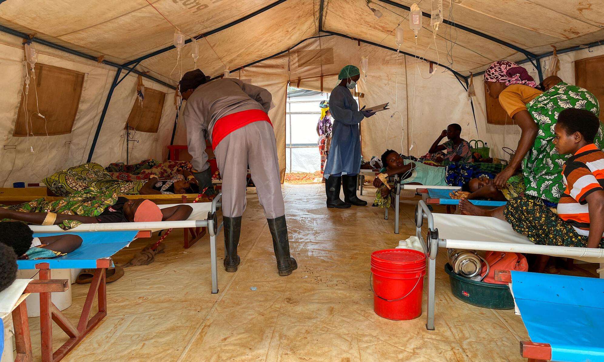 Medical staff treat cholera patients in Burundi. 