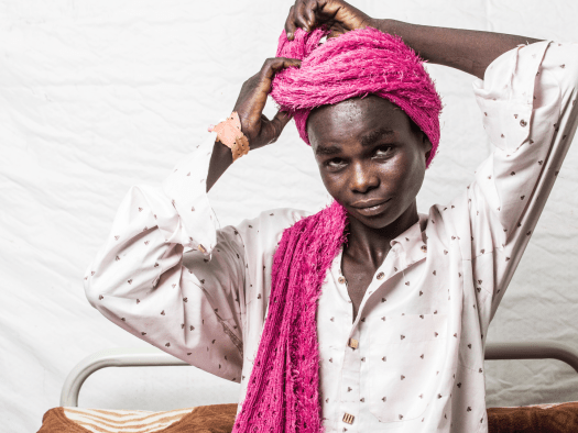 Portrait of Walid Abdul Khalil, 21 years old, in MSF surgical unit. He grew up as a refugee in camps in eastern Chad.