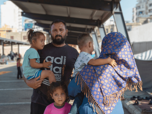 A displaced family in Saida, Lebanon.