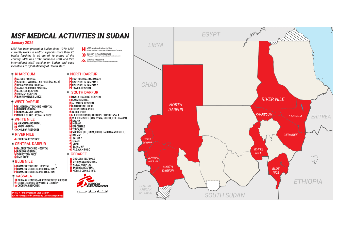 Map of MSF activities in Sudan.